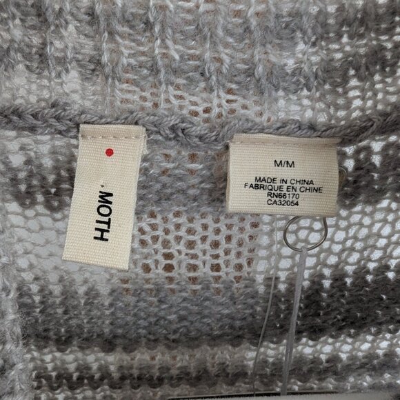 NWT Anthropologie Moth Gray Striped Twin Shadows Turtleneck Sweater - Picture 4 of 5